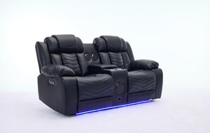 Zeus 2 Seater Leather Electric Recliner Sofa | Luxury Home Cinema Couch with Bluetooth Speakers, LED Lights & USB Charging The Sofas Studio 2 Seater Sofa
