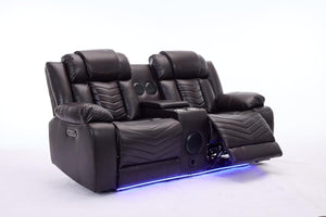 Zeus 2 Seater Leather Electric Recliner Sofa | Luxury Home Cinema Couch with Bluetooth Speakers, LED Lights & USB Charging The Sofas Studio 2 Seater Sofa