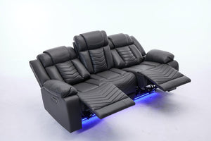 Zeus 3 Seater Leather Electric Recliner Sofa | Luxury Home Cinema Couch with Bluetooth Speakers, LED Lights & USB Charging The Sofas Studio 3 Seater Sofa