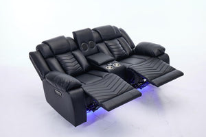 Zeus 2 Seater Leather Electric Recliner Sofa | Luxury Home Cinema Couch with Bluetooth Speakers, LED Lights & USB Charging The Sofas Studio 2 Seater Sofa