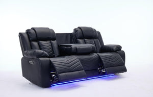 Zeus 3 Seater Leather Electric Recliner Sofa | Luxury Home Cinema Couch with Bluetooth Speakers, LED Lights & USB Charging The Sofas Studio 3 Seater Sofa