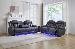 Zeus 3+2 Seater Leather Electric Recliner Sofa Set | Luxury Home Cinema Seating with Bluetooth Speakers, LED Lights & USB Charging The Sofas Studio 3+2 Sofa Suite
