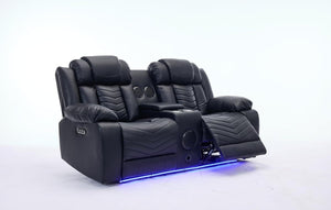 Zeus 2 Seater Leather Electric Recliner Sofa | Luxury Home Cinema Couch with Bluetooth Speakers, LED Lights & USB Charging The Sofas Studio 2 Seater Sofa
