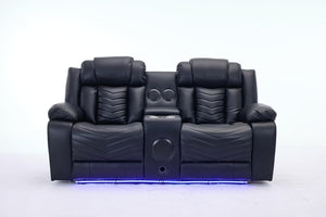 Zeus 2 Seater Leather Electric Recliner Sofa | Luxury Home Cinema Couch with Bluetooth Speakers, LED Lights & USB Charging The Sofas Studio 2 Seater Sofa