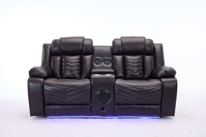 Zeus 2 Seater Leather Electric Recliner Sofa | Luxury Home Cinema Couch with Bluetooth Speakers, LED Lights & USB Charging The Sofas Studio 2 Seater Sofa