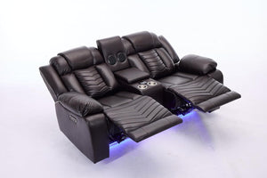 Zeus 2 Seater Leather Electric Recliner Sofa | Luxury Home Cinema Couch with Bluetooth Speakers, LED Lights & USB Charging The Sofas Studio 2 Seater Sofa