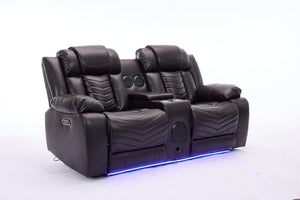 Zeus 2 Seater Leather Electric Recliner Sofa | Luxury Home Cinema Couch with Bluetooth Speakers, LED Lights & USB Charging The Sofas Studio 2 Seater Sofa
