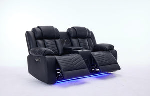 Zeus 2 Seater Leather Electric Recliner Sofa | Luxury Home Cinema Couch with Bluetooth Speakers, LED Lights & USB Charging The Sofas Studio 2 Seater Sofa