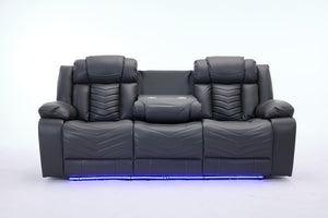 Zeus 3 Seater Leather Electric Recliner Sofa | Luxury Home Cinema Couch with Bluetooth Speakers, LED Lights & USB Charging The Sofas Studio 3 Seater Sofa