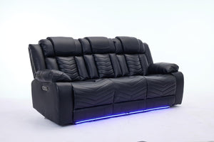Zeus 3 Seater Leather Electric Recliner Sofa | Luxury Home Cinema Couch with Bluetooth Speakers, LED Lights & USB Charging The Sofas Studio 3 Seater Sofa