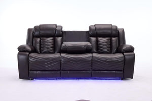 Zeus 3 Seater Leather Electric Recliner Sofa | Luxury Home Cinema Couch with Bluetooth Speakers, LED Lights & USB Charging The Sofas Studio 3 Seater Sofa