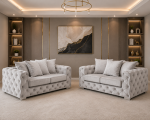 Paris Chesterfield 3+2 Sofa Set – Luxury Tufted Fabric Sofa Suite – Classic Chesterfield 3 and 2 Seater Living Room Set The Sofa Studio 3+2 Sofa Suite