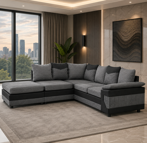 Dino Corner Sofa – Grey & Black Left Hand Side Foam Filled Sofa - Large Dino Corner Sofa The Sofas Studio Corner Sofa