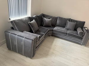 Lilly Black Corner Sofa with White Trims The Sofas Studio Corner Sofa