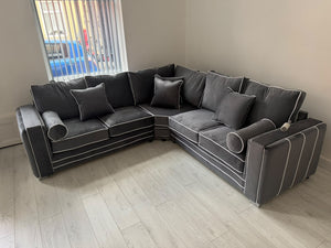 Lilly Black Corner Sofa with White Trims The Sofas Studio Corner Sofa