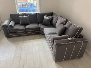 Lilly Black Corner Sofa with White Trims The Sofas Studio Corner Sofa