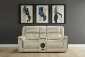 Geneva Pro Fabric Electric Recliner Sofa 2 Seater Set (Beige) | Luxury Electric Recliner Sofa with Bluetooth Speakers, Cooling Cup Holders, LED Ambient Lighting, USB Charging Ports The Sofas Studio 2 Seater Sofa