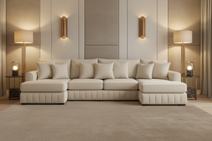 Lilly U-Shaped Corner Sofa – Light Cream The Sofa Studio U Shape Sofa