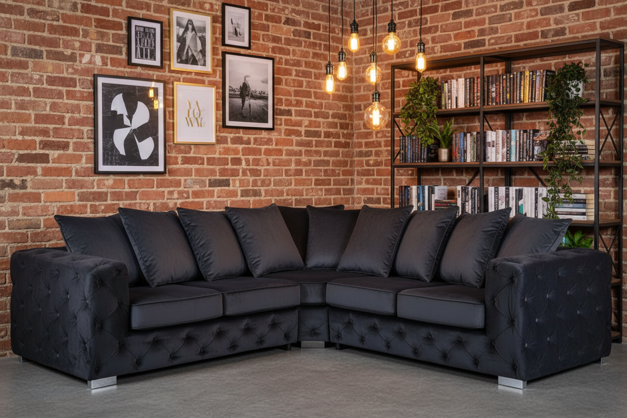 Paris Chesterfield Large Corner Sofa – Luxury Tufted Fabric Sofa – Classic Chesterfield Corner Couch for Living Room The Sofas Studio Corner Sofa
