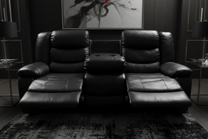 Milano 3+2 Recliner Sofa Set in black with bonded leather upholstery and supportive seating