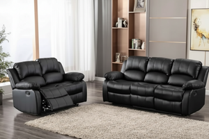 Milano 3+2 Black Recliner Sofa Set - Luxury Black Recliner Sofa Suite with Cinema Style Cup Holders The Sofas Studio 3+2 Sofa Suite