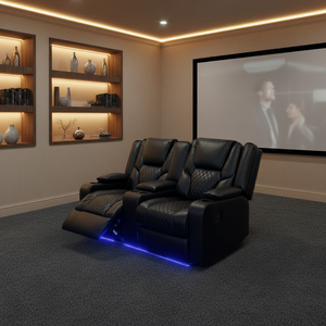 Orlando Leather Electric Recliners 2 Seater Sofa With Cupholders - LED Lights/Wireless Charging/USB Charging Ports/Storage The Sofas Studio 2 Seater Sofa