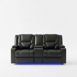 Orlando Leather Electric Recliners 2 Seater Sofa With Cupholders - LED Lights/Wireless Charging/USB Charging Ports/Storage The Sofas Studio 2 Seater Sofa