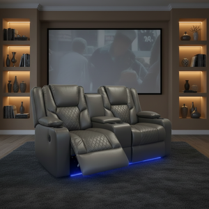 Orlando Leather Electric Recliners 2 Seater Sofa With Cupholders - LED Lights/Wireless Charging/USB Charging Ports/Storage The Sofas Studio 2 Seater Sofa