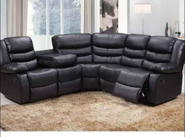 Corner Leather Recliner Sofa – Black Bonded Leather Corner Suite (230 cm x 230 cm) The Sofas Studio Corner Sofa