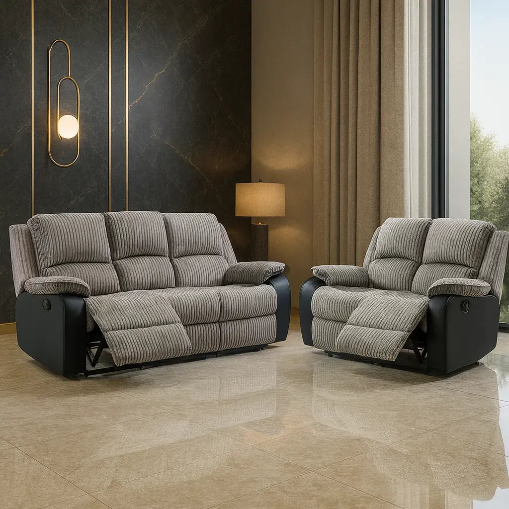 Luxury Rio Jumbo 3+2 Recliner Sofa Set with soft fabric upholstery for modern living rooms