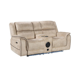 Geneva Pro Fabric Electric Recliner Sofa 2 Seater Set (Beige) | Luxury Electric Recliner Sofa with Bluetooth Speakers, Cooling Cup Holders, LED Ambient Lighting, USB Charging Ports The Sofas Studio 2 Seater Sofa