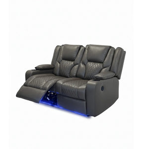 Orlando Leather Electric Recliners 2 Seater Sofa With Cupholders - LED Lights/Wireless Charging/USB Charging Ports/Storage The Sofas Studio 2 Seater Sofa