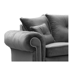 Olympia Grey Velvet 3+2 Seater Sofa Set – Luxury Fabric Sofas | Modern Living Room Furniture UK The Sofas Studio 3+2 Sofa Suite