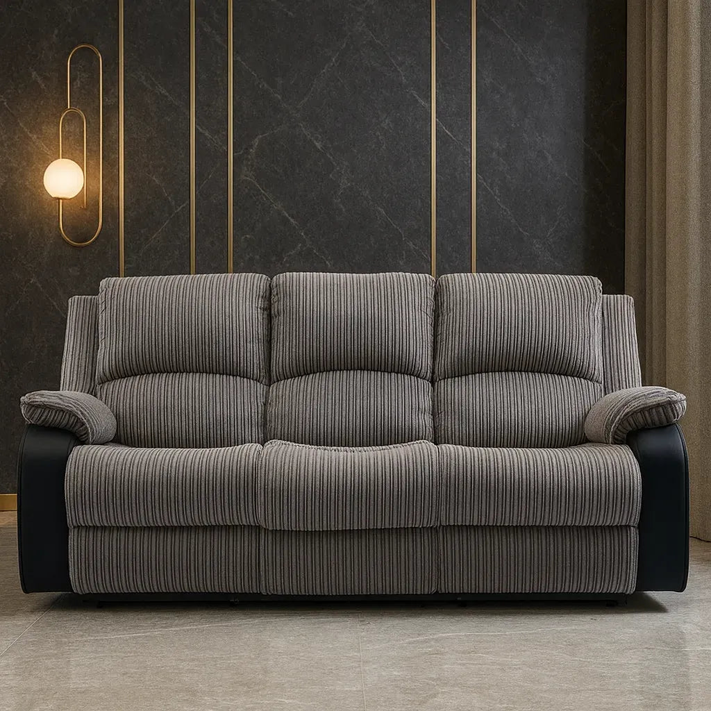 Rio Jumbo Recliners 3 Seater Sofa with soft fabric upholstery, manual recliners and jumbo-padded cushions