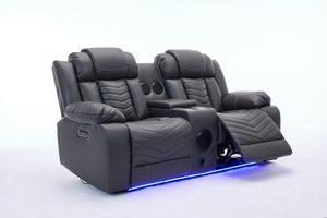 Zeus 2 Seater Leather Electric Recliner Sofa | Luxury Home Cinema Couch with Bluetooth Speakers, LED Lights & USB Charging The Sofas Studio 2 Seater Sofa