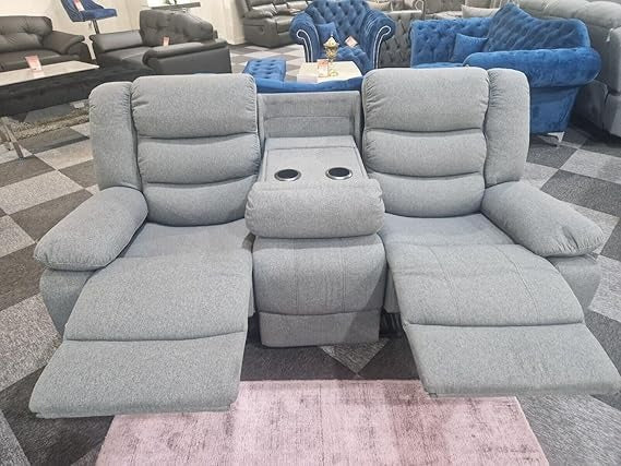 Milano fabric 3 seater recliner sofa with manual reclining seats and padded armrests with Drink Holder