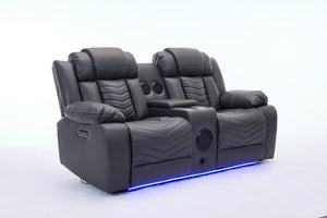 Zeus 2 Seater Leather Electric Recliner Sofa | Luxury Home Cinema Couch with Bluetooth Speakers, LED Lights & USB Charging The Sofas Studio 2 Seater Sofa