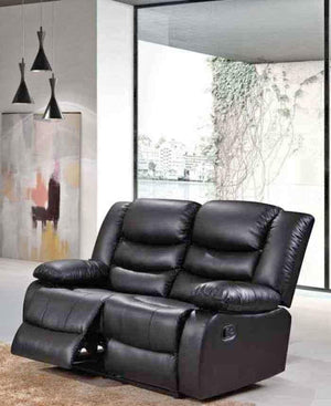 2 Seater Black Leather Recliner Sofa - No Cup Holders The Sofas Studio 2 Seater Sofa