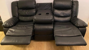 Milano 3+2 Black Recliner Sofa Set with pocket sprung cushions and manual reclining seats