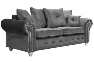 Olympia Grey Velvet 3 Seater Sofa – Luxury Fabric Couch | Modern Living Room Sofa UK The Sofa Studio 3 Seater Sofa