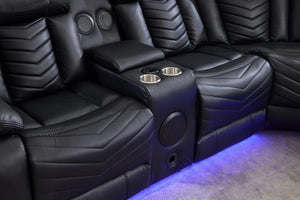 Zeus Corner Leather Electric Recliner Sofa | Luxury Home Cinema Corner Couch with Bluetooth Speakers, LED Lights & USB Charging The Sofas Studio Corner Sofa
