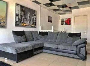 Dino Corner Sofa – Grey & Black Left Hand Side Foam Filled Sofa - Large Dino Corner Sofa The Sofas Studio Corner Sofa
