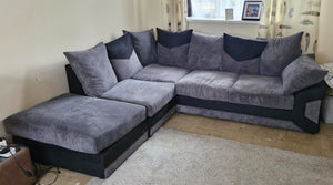 Dino Corner Sofa – Grey & Black Left Hand Side Foam Filled Sofa - Large Dino Corner Sofa The Sofas Studio Corner Sofa