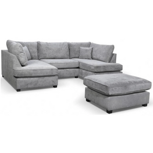 Carnaby Fabric U Shape High Back Corner Sofa with Footstool – Large Family Sofa for Modern Living Rooms The Sofa Studio U Shape Sofa