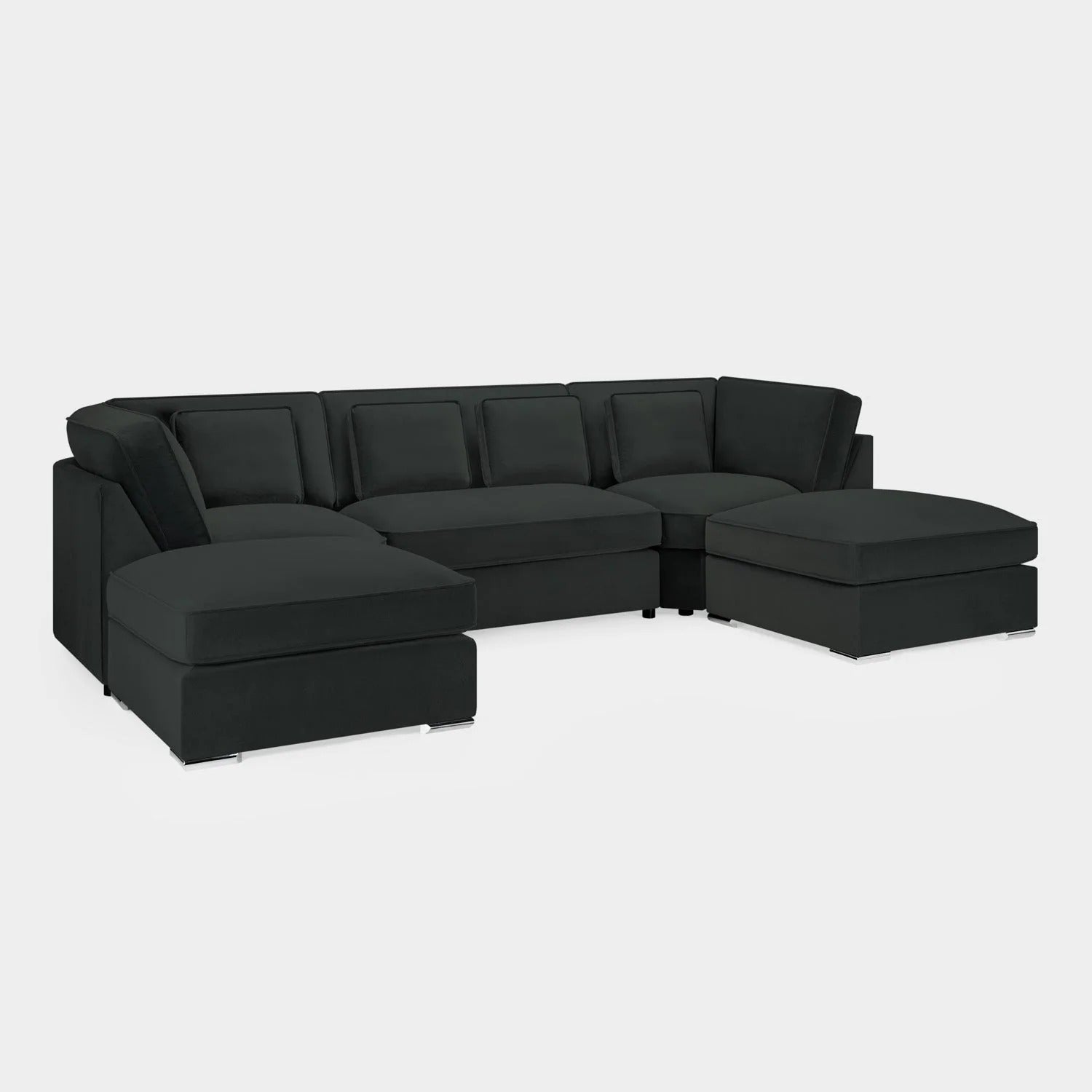 Belgravia Black U Shape Corner Sofa For Family Seating