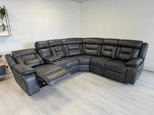 Nova Leather Electric Recliner Corner Sofa | Luxury Power Recliner with USB Charging Ports, Cup Holders & Premium Technology Leather | Living Room Furniture The Sofas Studio Corner Sofa