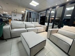Premium CIVIC Sofa Set by The Sofas Studio, featuring a large armchair, 2-seater sofa, and footstool in modern design.