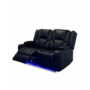 Orlando Leather Electric Recliners 2 Seater Sofa With Cupholders - LED Lights/Wireless Charging/USB Charging Ports/Storage The Sofas Studio 2 Seater Sofa