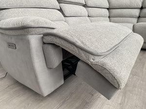 Lakelyn Fabric Recliner Corner Sofa – Light Grey Electric Recliner with Bluetooth & Storage Console The Sofas Studio Corner Sofa