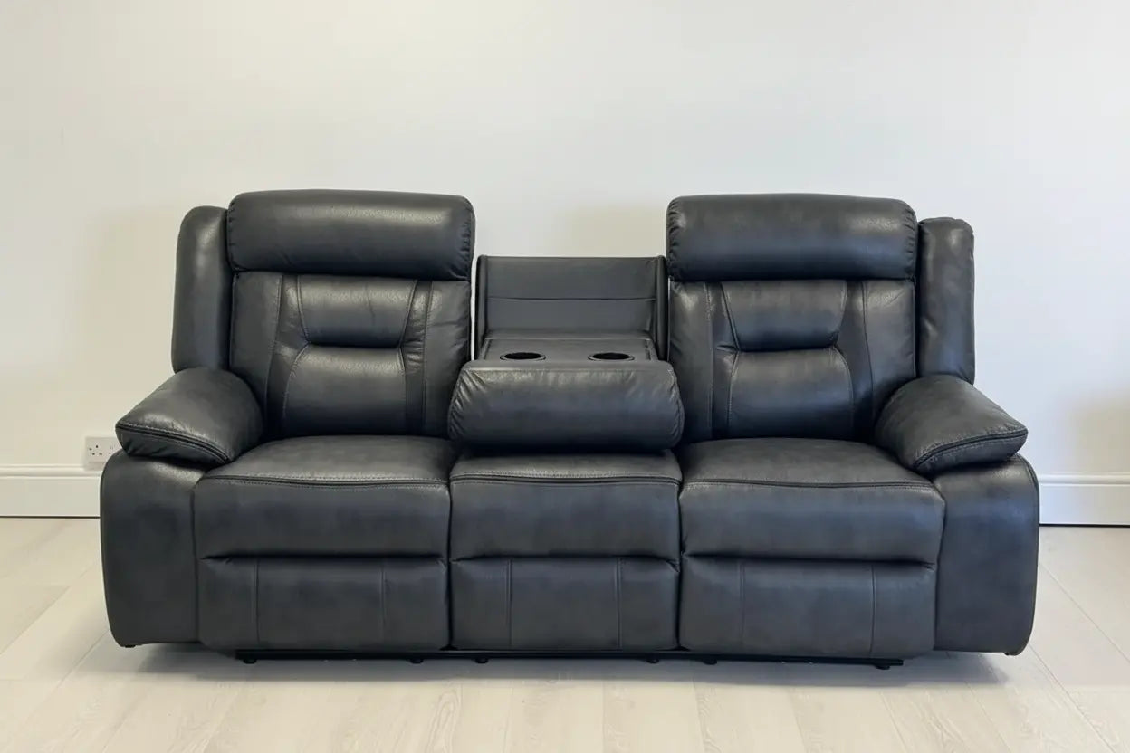 Nova Leather Electric Recliner - 3 Seater Sofa with USB Ports & Cup Holders The Sofas Studio